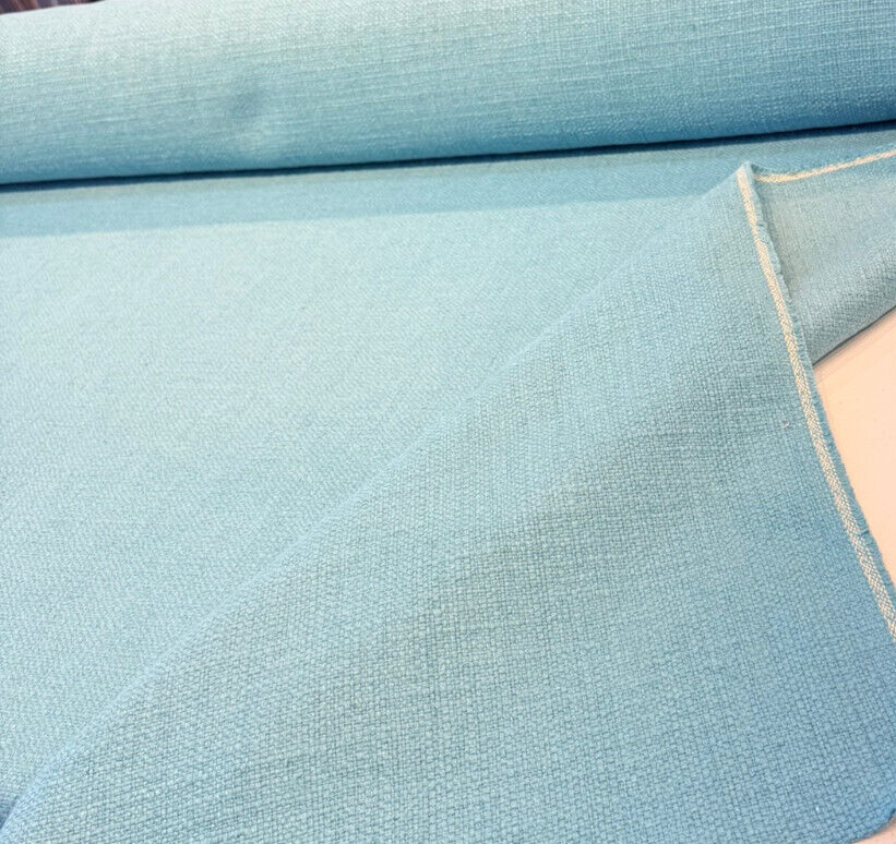 Protege Boca Raton Blue Linen Cotton Slub Texture Upholstery Fabric - Blue Slub Texture, 54" Width (1 Yard)