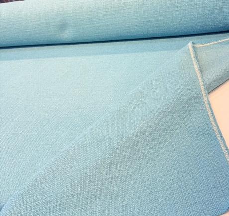 Protege Boca Raton Blue Linen Cotton Slub Texture Upholstery Fabric - Blue Slub Texture, 54" Width (1 Yard)
