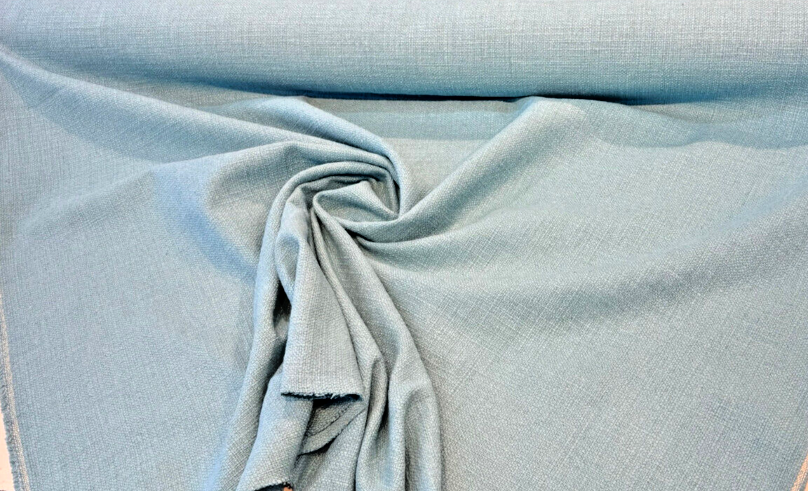Protege Boca Raton Blue Linen Cotton Slub Texture Upholstery Fabric - Blue Slub Texture, 54" Width (1 Yard)