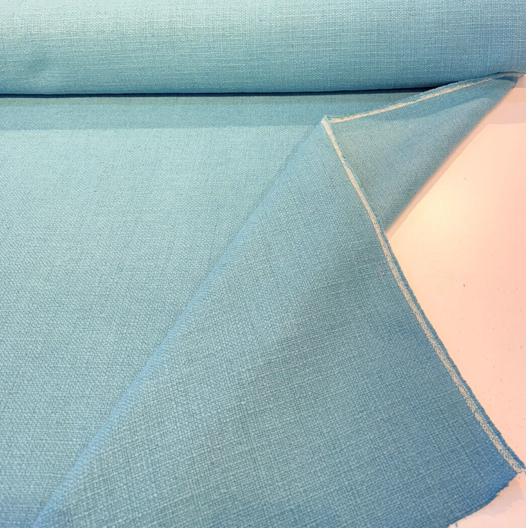 Protege Boca Raton Blue Linen Cotton Slub Texture Upholstery Fabric - Blue Slub Texture, 54" Width (1 Yard)