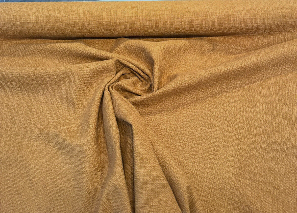 Protege Golden Brown Deer Trail Linen Cotton Slub Upholstery Fabric - Golden Brown Deer Trail, 54" Width (1 Yard)