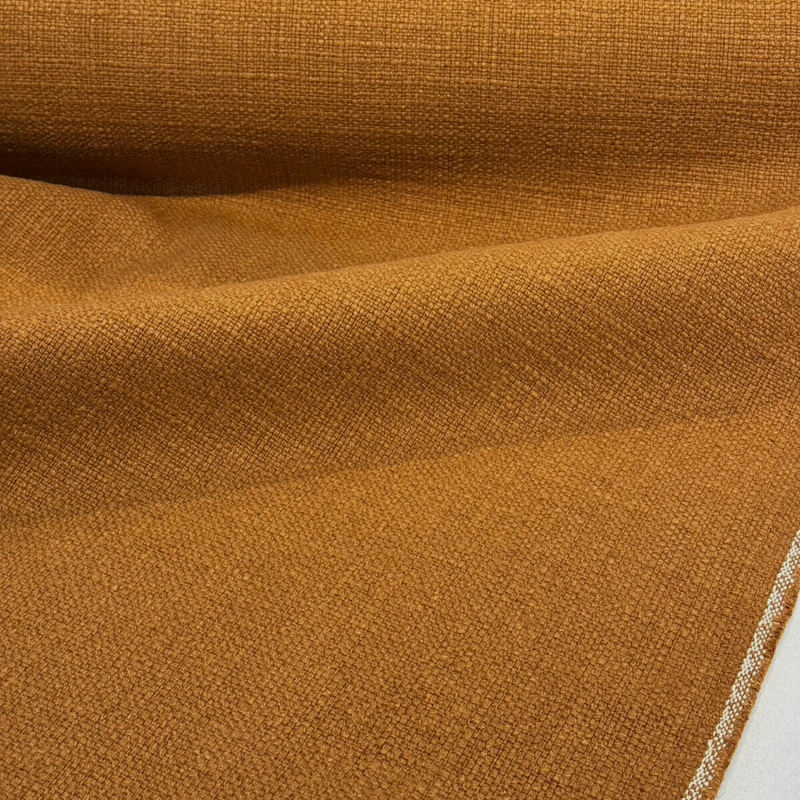 Protege Golden Brown Deer Trail Linen Cotton Slub Upholstery Fabric - Golden Brown Deer Trail, 54" Width (1 Yard)