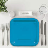 24 Count Turquoise Square Paper Dessert Plates for Shower Party 7"