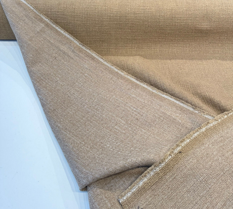 Protege Toasted Almond Linen Cotton Slub Upholstery Fabric - Toasted Almond Slub Texture, 54" Width (1 Yard)