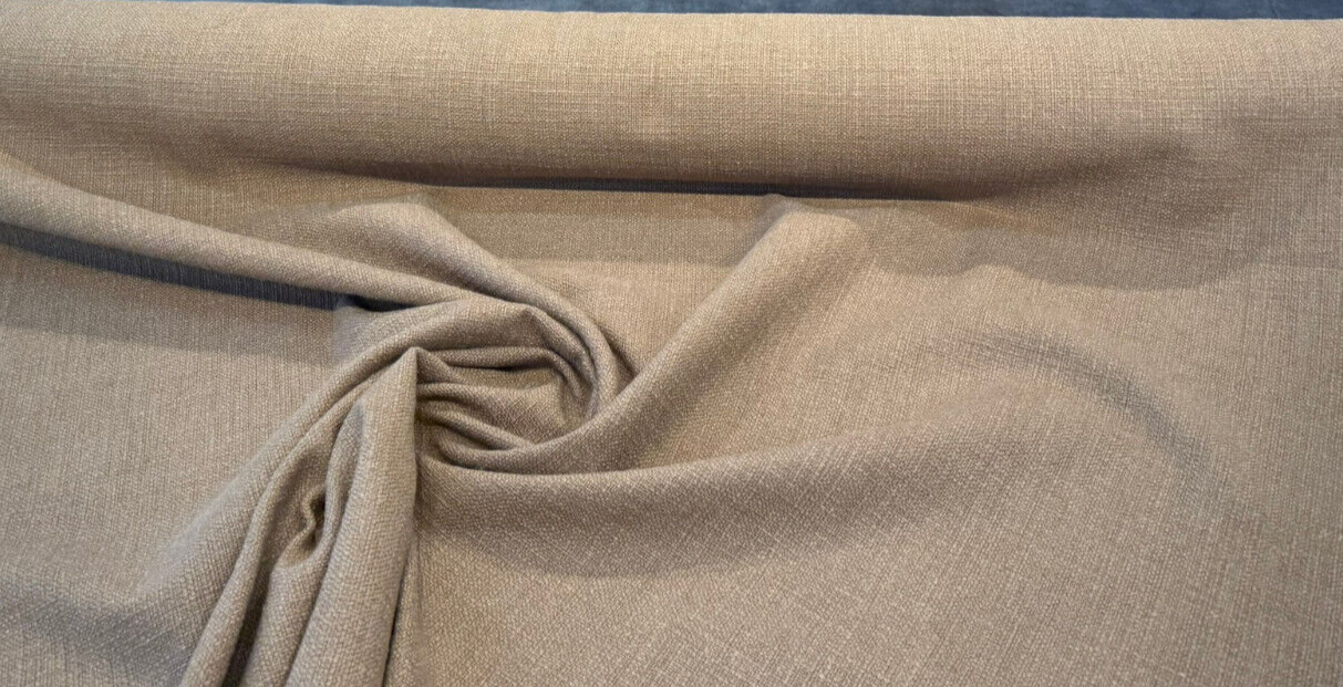 Protege Toasted Almond Linen Cotton Slub Upholstery Fabric - Toasted Almond Slub Texture, 54" Width (1 Yard)