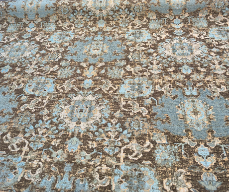 Swavelle Pardesh Chenille Fabric - Vintage Seafoam Brown Distressed Medallion, 58.25" Width (1 Yard)