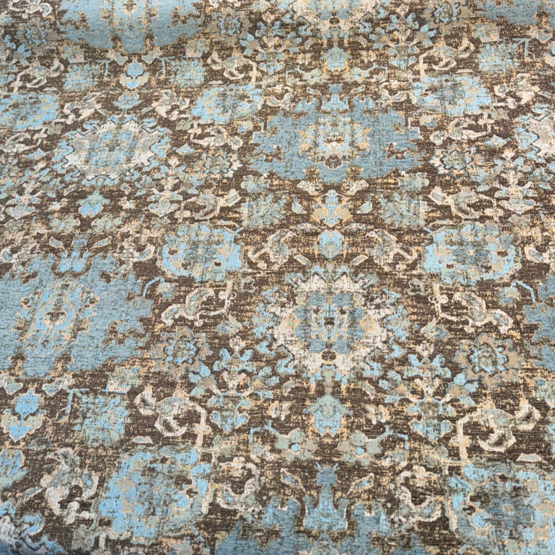 Swavelle Pardesh Chenille Fabric - Vintage Seafoam Brown Distressed Medallion, 58.25" Width (1 Yard)