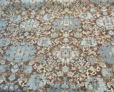 Swavelle Pardesh Chenille Fabric - Vintage Seafoam Brown Distressed Medallion, 58.25" Width (1 Yard)