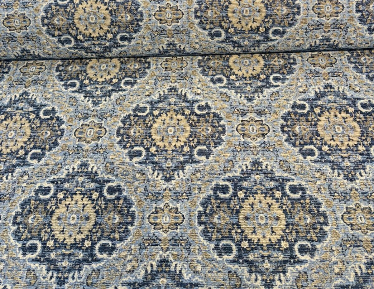 Swavelle Munsee Chenille Fabric - Royal Blue Damask, 54" Width (1 Yard)