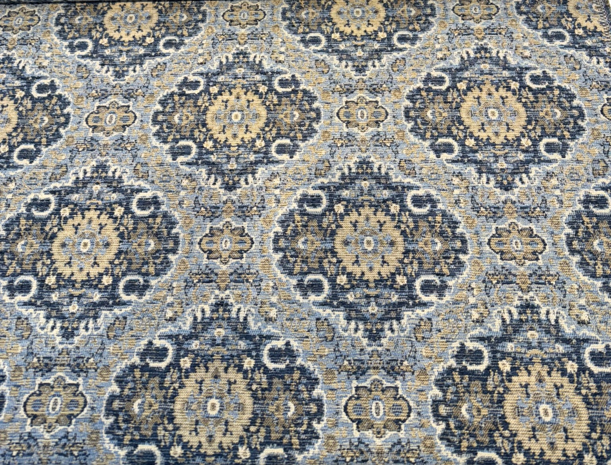 Swavelle Munsee Chenille Fabric - Royal Blue Damask, 54" Width (1 Yard)