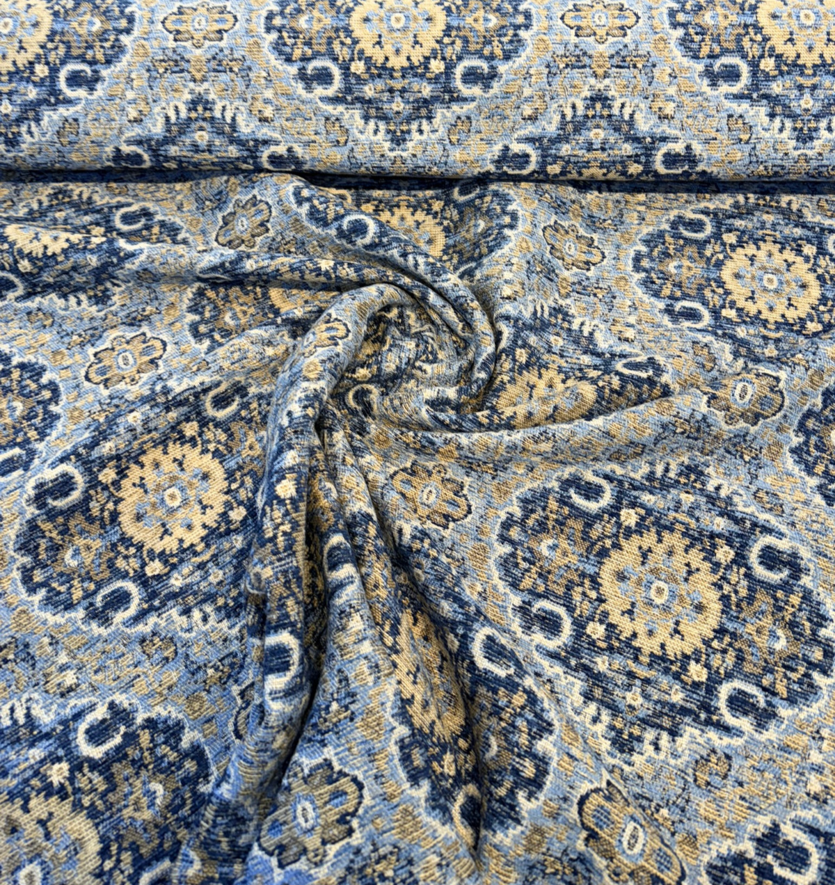 Swavelle Munsee Chenille Fabric - Royal Blue Damask, 54" Width (1 Yard)