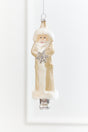 8" Faux Fur Glass Santa Ornament