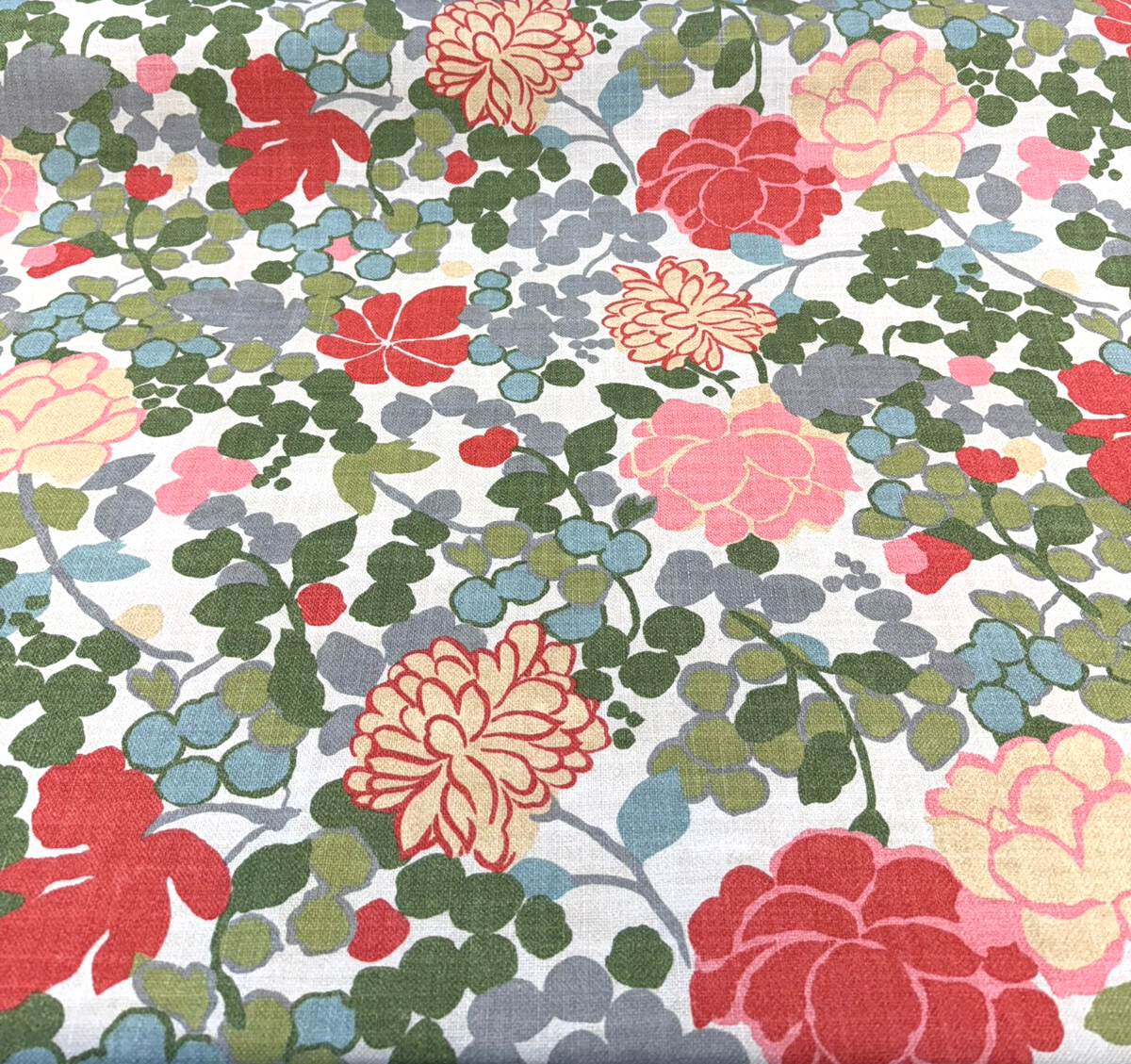 Waverly Blossom Cotton Linen Canvas Fabric - Coral Pink Large Floral, 54" Width (1 Yard)