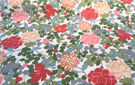 Waverly Blossom Cotton Linen Canvas Fabric - Coral Pink Large Floral, 54" Width (1 Yard)