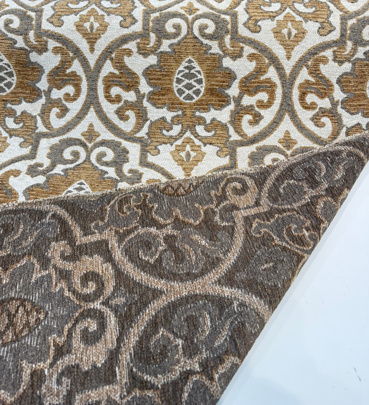 Swavelle Samad Chenille Fabric - Copper Medallion Damask, 56" Width (By The Yard)