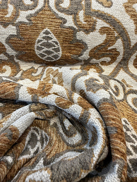 Swavelle Samad Chenille Fabric - Copper Medallion Damask, 56" Width (By The Yard)