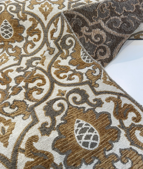 Swavelle Samad Chenille Fabric - Copper Medallion Damask, 56" Width (By The Yard)