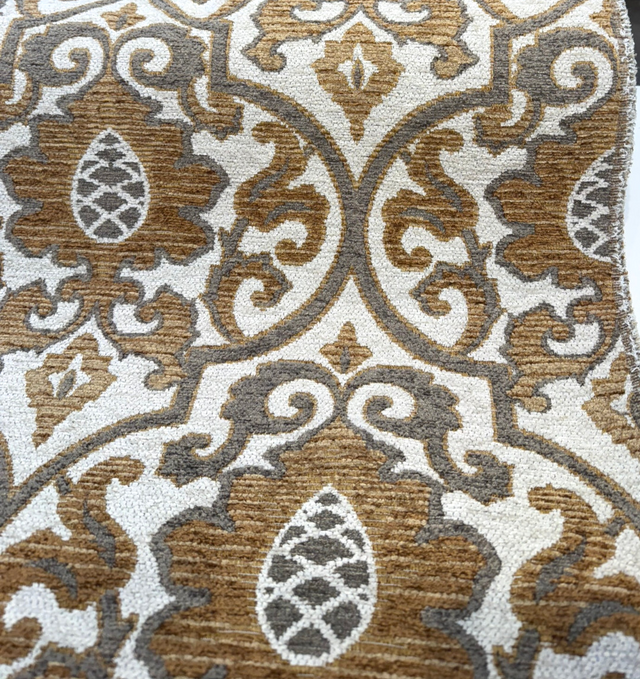 Swavelle Samad Chenille Fabric - Copper Medallion Damask, 56" Width (By The Yard)