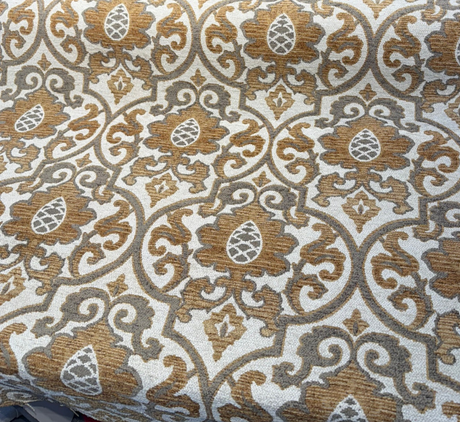 Swavelle Samad Chenille Fabric - Copper Medallion Damask, 56" Width (By The Yard)