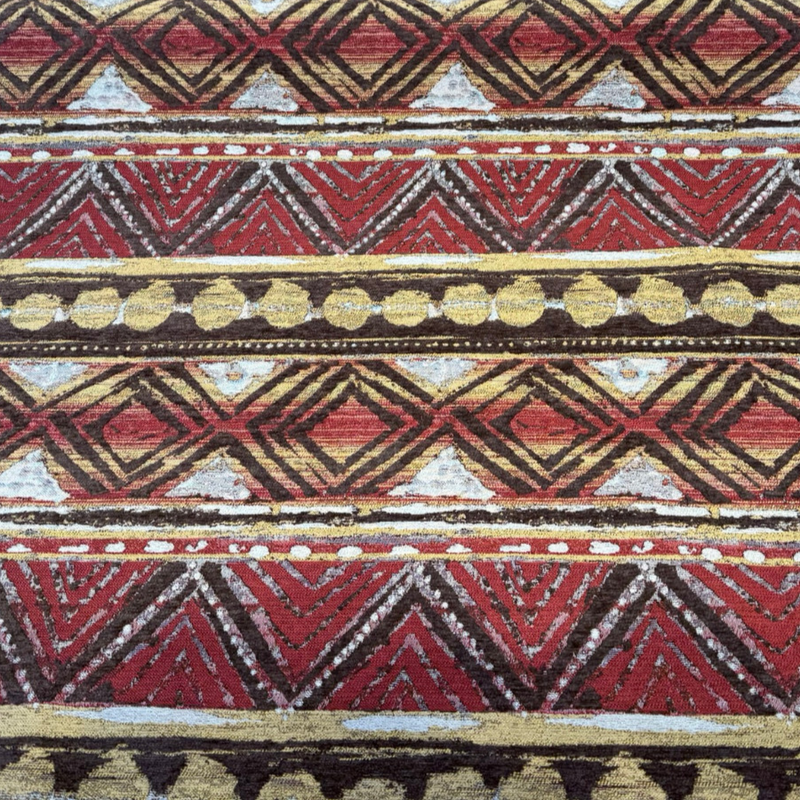 Swavelle Tribal Nunatak Mahogany Chenille Fabric - Mahogany Tribal Geometric Pattern, 57" Width (1 Yard)