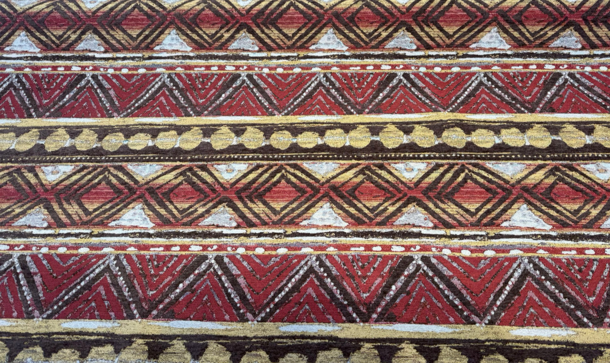 Swavelle Tribal Nunatak Mahogany Chenille Fabric - Mahogany Tribal Geometric Pattern, 57" Width (1 Yard)