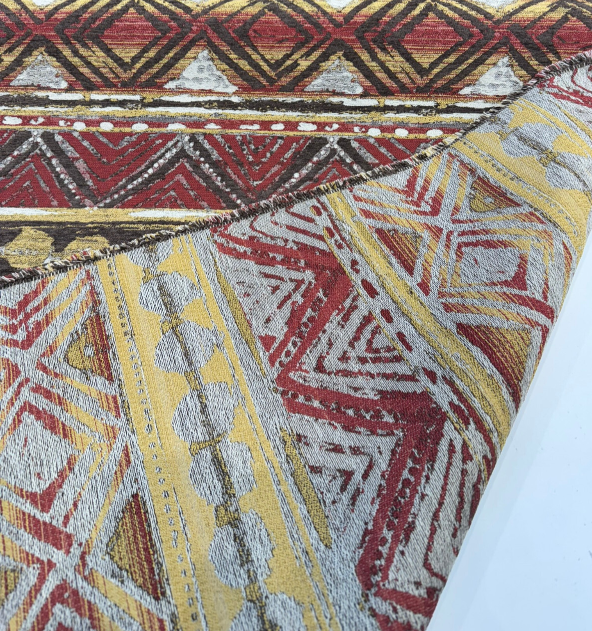 Swavelle Tribal Nunatak Mahogany Chenille Fabric - Mahogany Tribal Geometric Pattern, 57" Width (1 Yard)