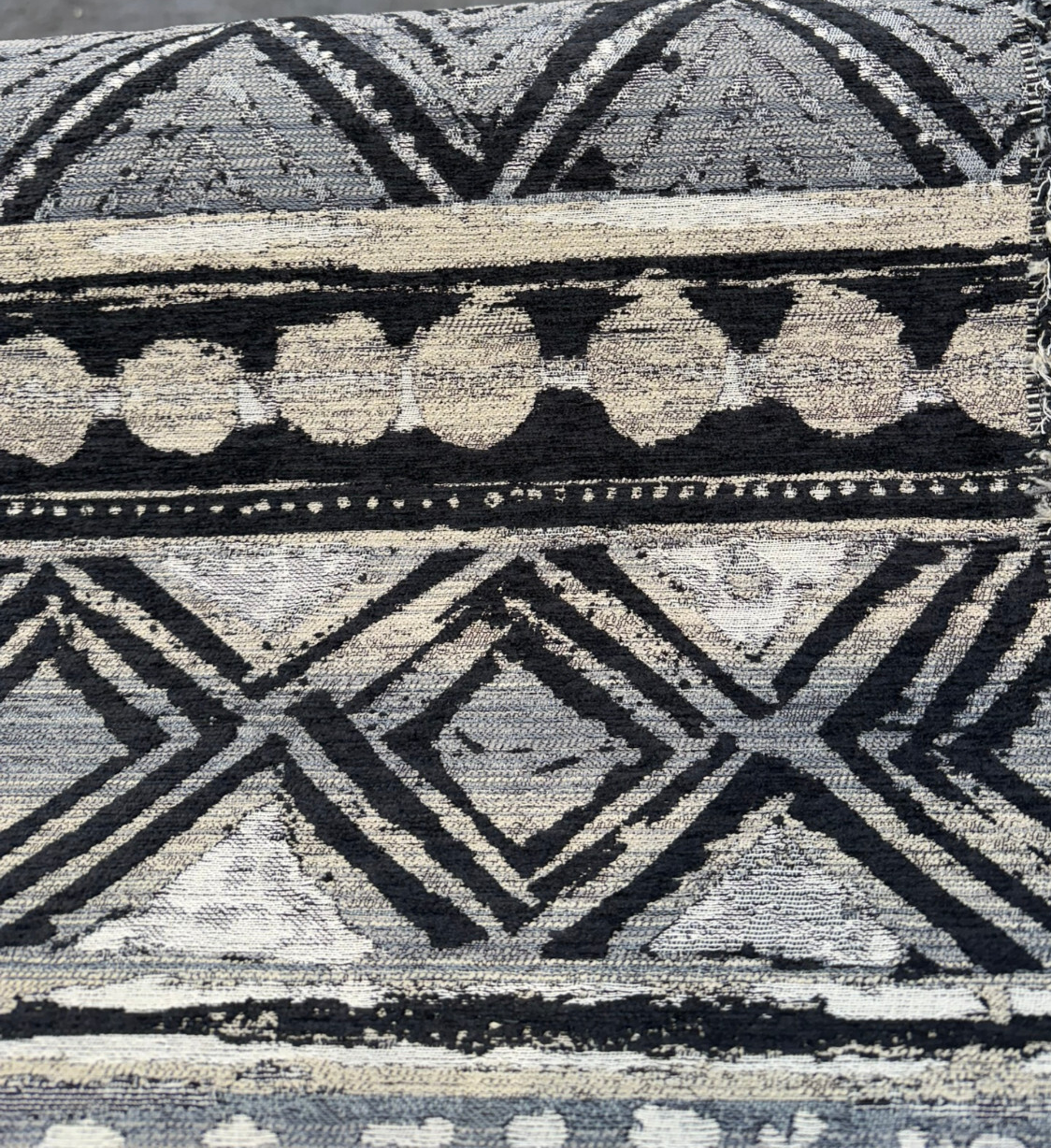 Swavelle Tribal Nunatak Chenille Upholstery Fabric - Black Storm Tribal Stripe, 57" Width (1 Yard)