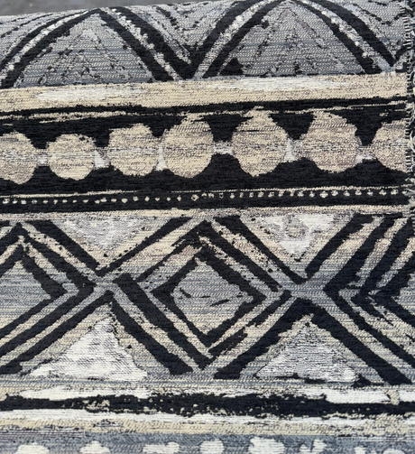 Swavelle Tribal Nunatak Chenille Upholstery Fabric - Black Storm Tribal Stripe, 57" Width (1 Yard)