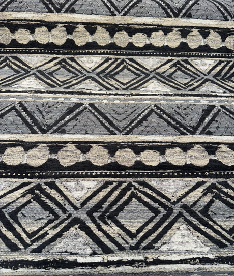 Swavelle Tribal Nunatak Chenille Upholstery Fabric - Black Storm Tribal Stripe, 57" Width (1 Yard)