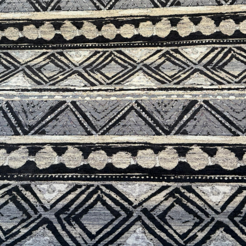 Swavelle Tribal Nunatak Chenille Upholstery Fabric - Black Storm Tribal Stripe, 57" Width (1 Yard)