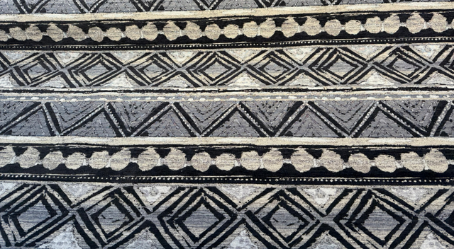 Swavelle Tribal Nunatak Chenille Upholstery Fabric - Black Storm Tribal Stripe, 57" Width (1 Yard)