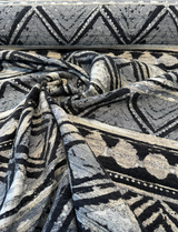 Swavelle Tribal Nunatak Chenille Upholstery Fabric - Black Storm Tribal Stripe, 57" Width (1 Yard)