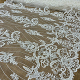 Beaded Corded Bridal Lace Dark Ivory