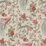 Waverly Olana Petal Paradise Birds Cotton Fabric - Paradise Birds, Coral Red, Golden Mustard, Soft Blue, 54" Width (By The Yard)