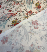 Waverly Olana Petal Paradise Birds Cotton Fabric - Paradise Birds, Coral Red, Golden Mustard, Soft Blue, 54" Width (By The Yard)