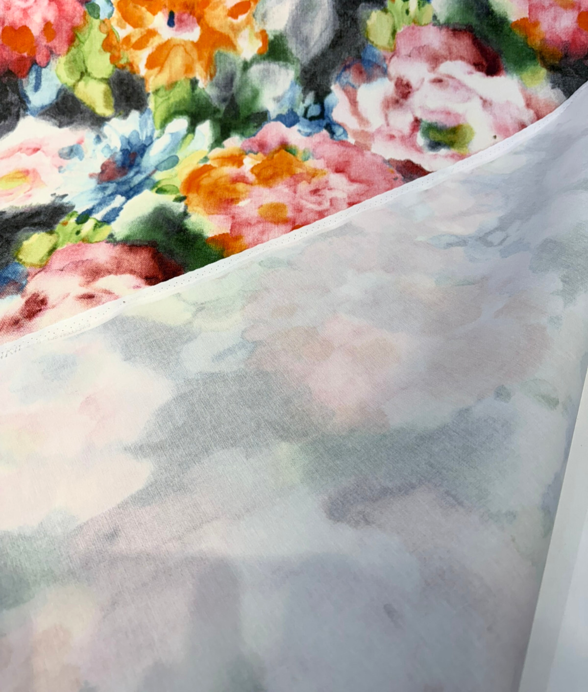Waverly Garden Mist Jubilee Cotton Fabric - Abstract Floral, Coral Blush Pink Orange Blue Green, 54" Width (1 Yard)