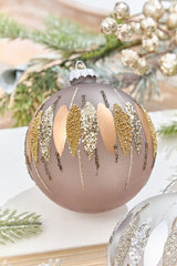 5" Glitter Cascade Glass Ball Ornament