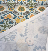Santa Maria Creek Cotton Fabric - Floral Damask, Aqua Multi Color, 54" Width (By The Yard)