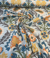 Santa Maria Creek Cotton Fabric - Floral Damask, Aqua Multi Color, 54" Width (By The Yard)