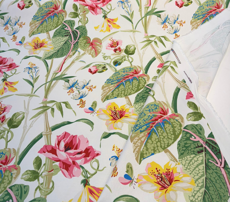 Your Grace Spring Cotton Fabric - Floral Botanical Print, Creamy White, 54" Width (1 Yard)