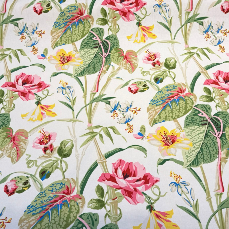 Your Grace Spring Cotton Fabric - Floral Botanical Print, Creamy White, 54" Width (1 Yard)
