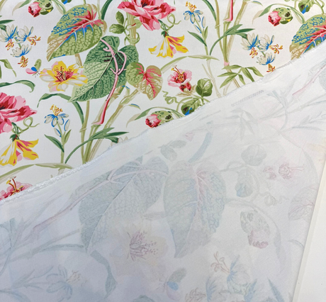 Your Grace Spring Cotton Fabric - Floral Botanical Print, Creamy White, 54" Width (1 Yard)