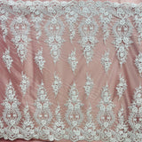 Beaded Corded Bridal Lace Fabric