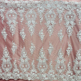 Beaded Corded Bridal Lace Fabric 54" Wide