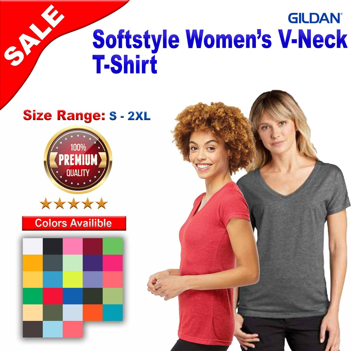 Gildan® Softstyle Short Sleeve Women’s V-Neck T-Shirt