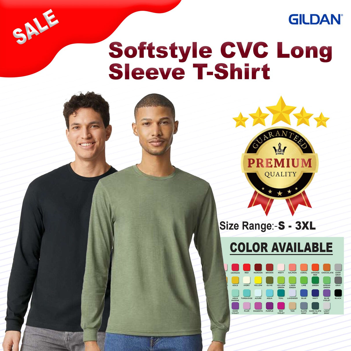 Gildan® Softstyle CVC Crewneck Long Sleeve T-Shirt