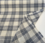 Carry On Atlantic Blue Checkered Plaid Polyester Fabric - Navy Blue/Cream Checkered Plaid, 54" Width (By The Yard)
