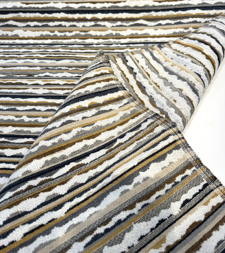 Space Walk Earth Chenille Upholstery Fabric - Earth Tone Abstract Stripes, 56" Width (1 Yard)