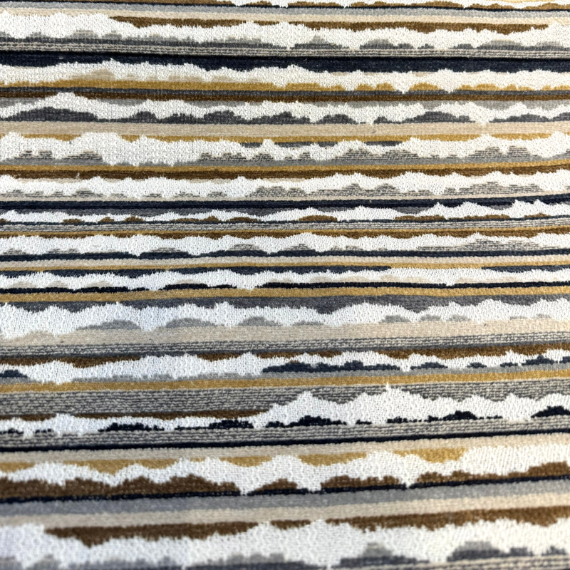 Space Walk Earth Chenille Upholstery Fabric - Earth Tone Abstract Stripes, 56" Width (1 Yard)