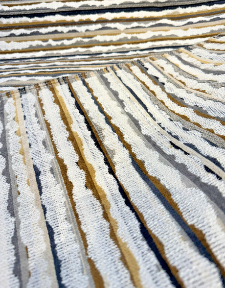 Space Walk Earth Chenille Upholstery Fabric - Earth Tone Abstract Stripes, 56" Width (1 Yard)